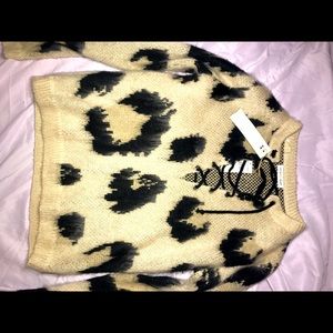 LEOPARD PRINT LACE UP SWEATER